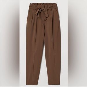 H&M Dark Brown Ankle-length Tie-belt Pants